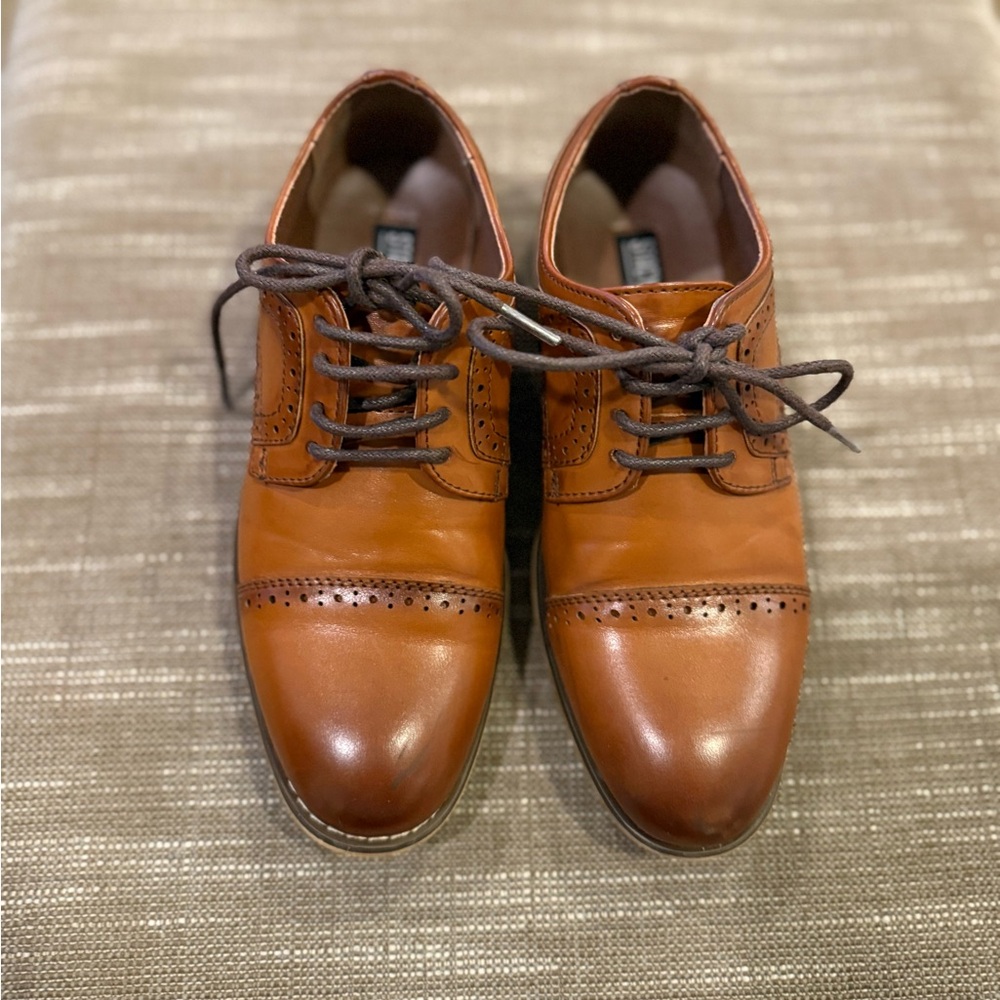 Youth Stacy Adams Tan Leather Oxfords